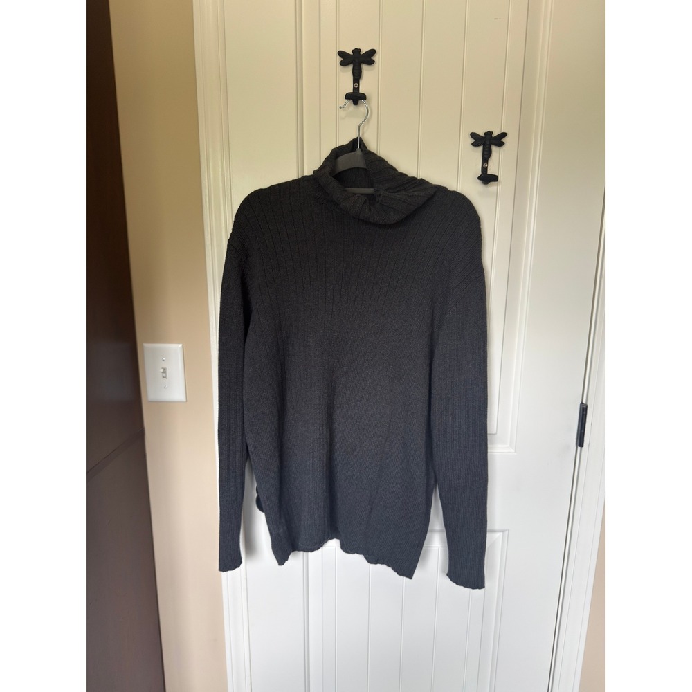 Old Navy Womens XL Charcoal Gray Ribbed Cotton Turtleneck Sweater 305706 Vintage